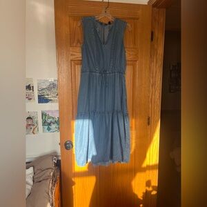 Lands' End Sleeveless Chambray Maxi Dress in Blue